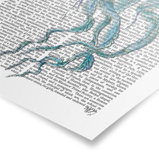 Cuadros en tonos azules Animal Reading - Jellyfish