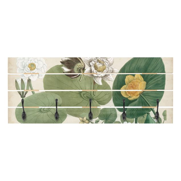 Perchero verde Vintage Board White Water-Lily