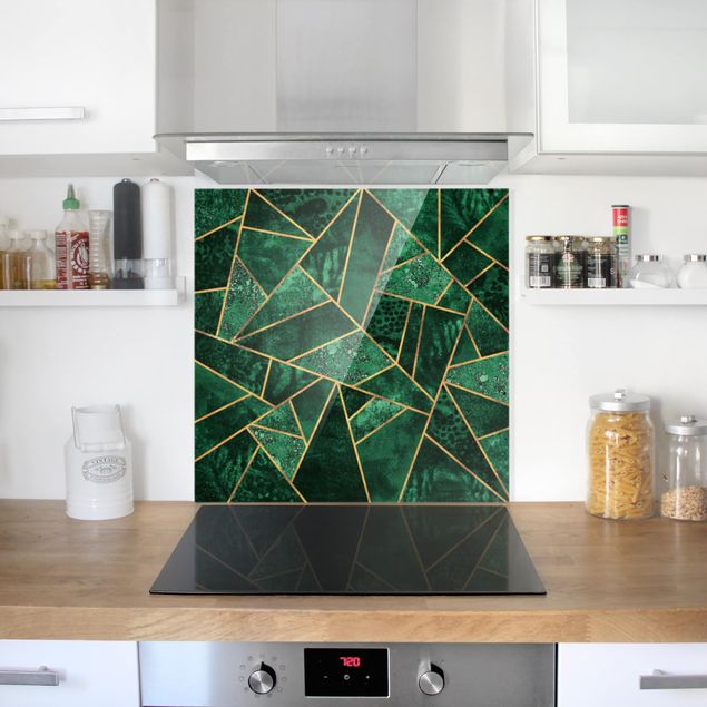Panel antisalpicaduras cocina patrones Dark Emerald With Gold