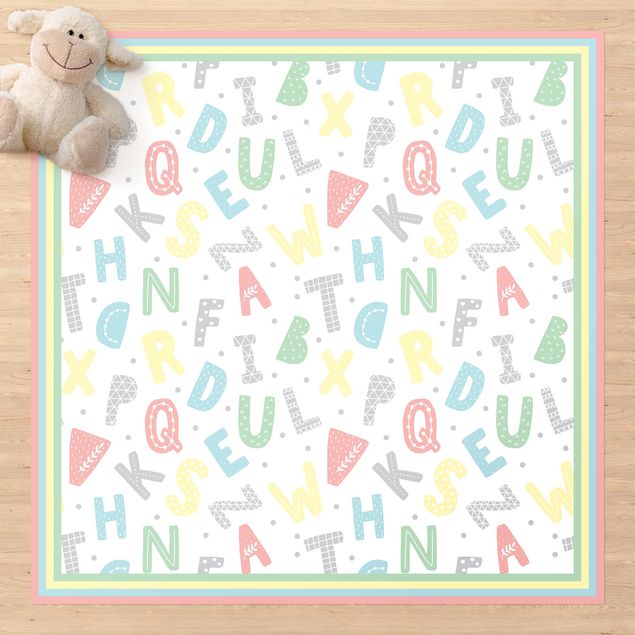 Alfombra exterior Alphabet In Pastel Colours With Frame