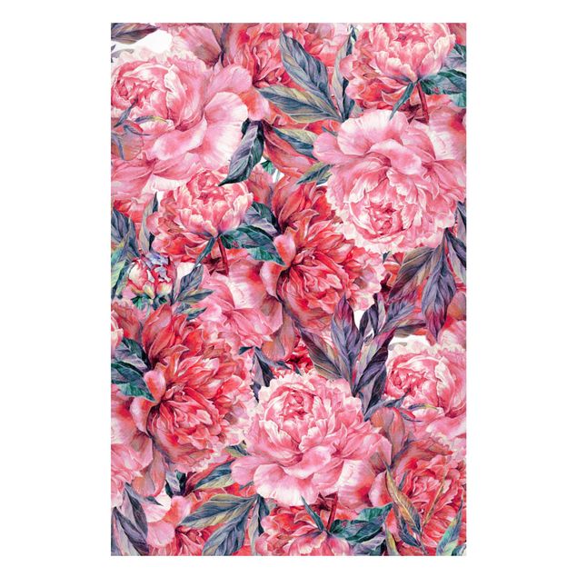 Tableros magnéticos flores Delicate Watercolour Red Peony Pattern