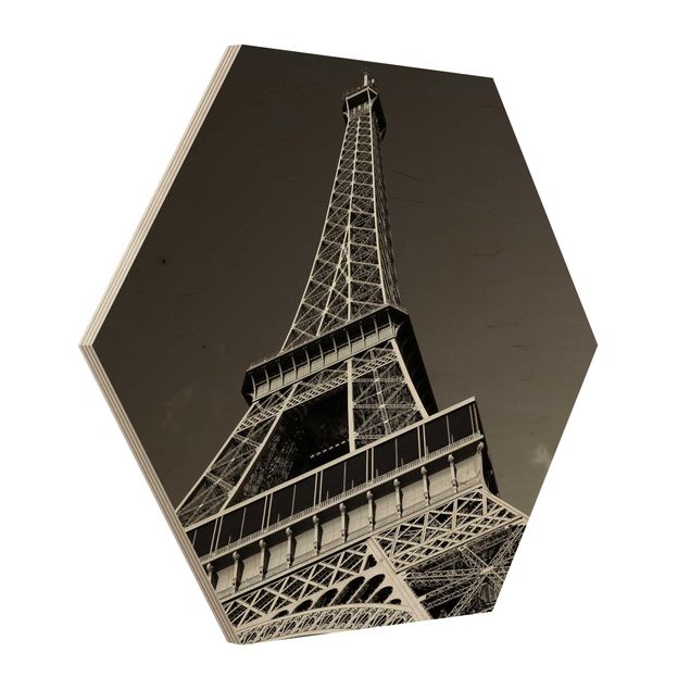 Hexagon Bild Holz - Eiffelturm