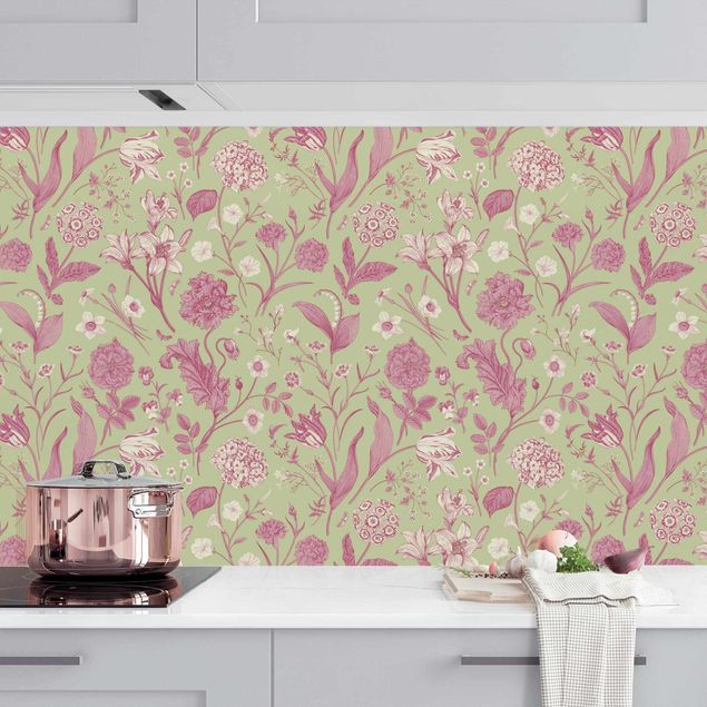 Decoración en la cocina Flower Dance In Mint Green And Pastel Pink  II