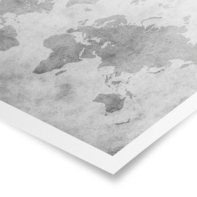 Cuadros modernos blanco y negro Vintage World Map II