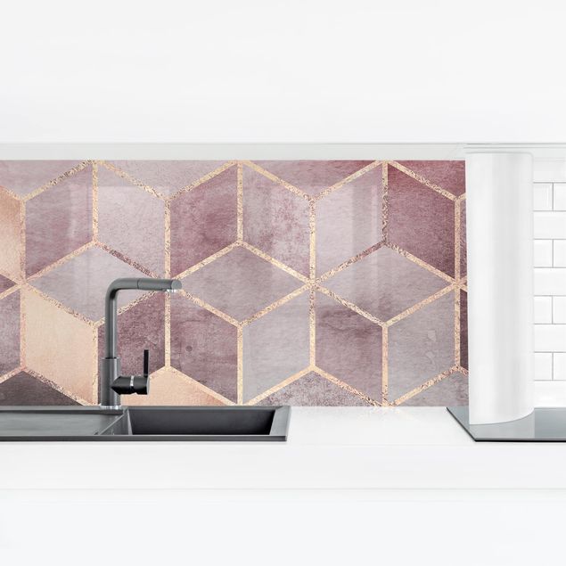 revestimiento pared cocina Pink Grey Golden Geometry