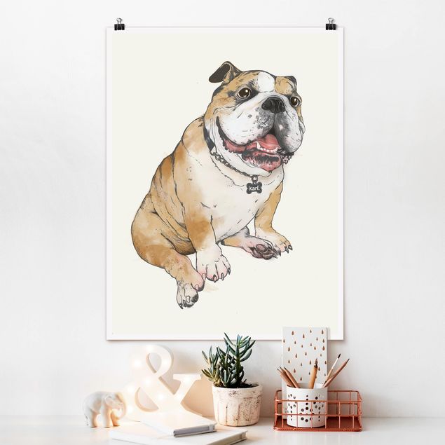 Decoración de cocinas Illustration Dog Bulldog Painting