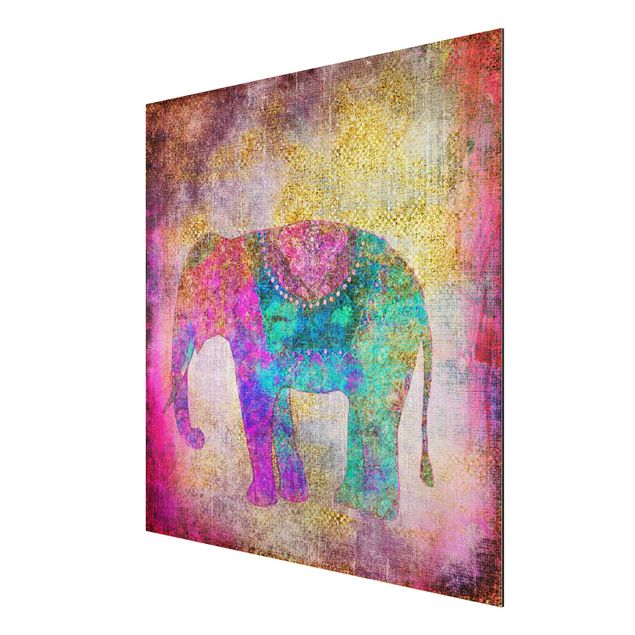 Láminas de cuadros famosos Colourful Collage - Indian Elephant