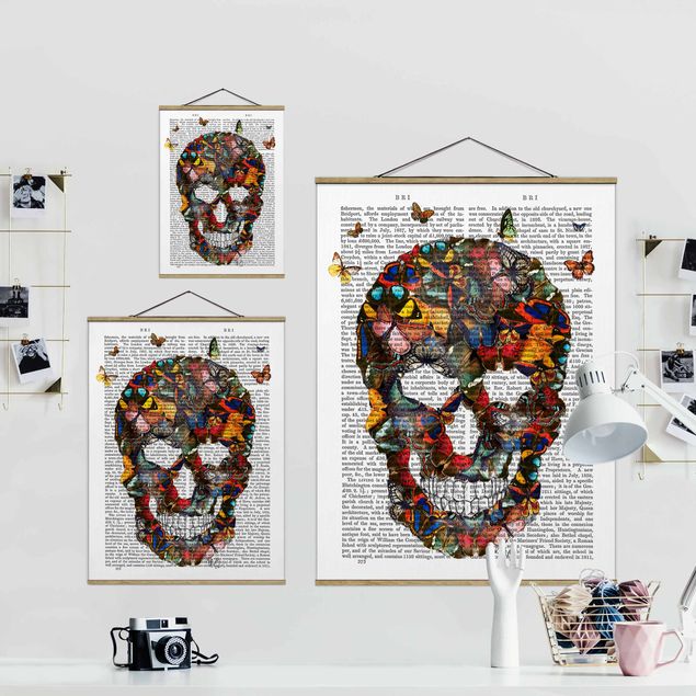 Cuadros multicolores Scary Reading - Butterfly Skull