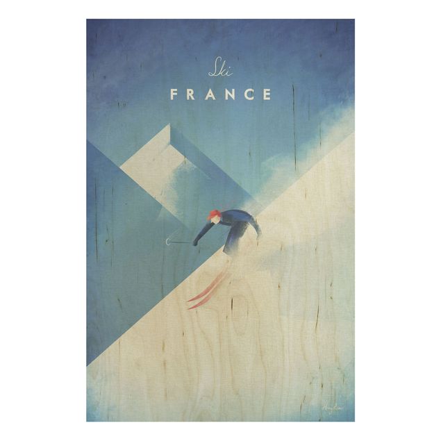 Cuadros de madera paisajes Travel Poster - Ski In France
