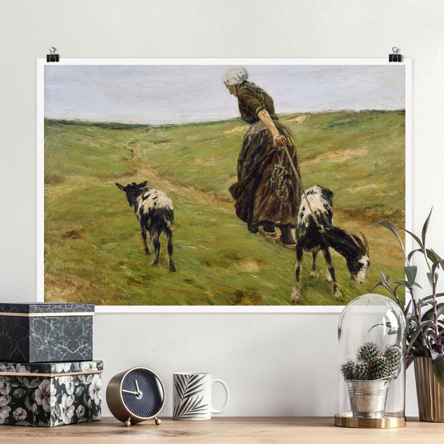 Decoración de cocinas Max Liebermann - Woman with Nanny-Goats in the Dunes