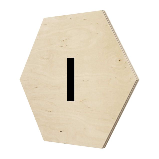 Hexagon Bild Holz - Buchstabe Weiß I