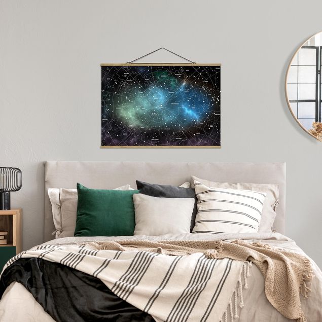 Cuadros mapamundi Stellar Constellation Map Galactic Nebula