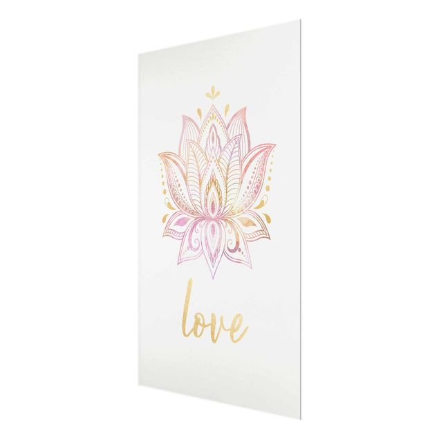 Tableros magnéticos de vidrio Lotus Illustration Love Gold Light Pink