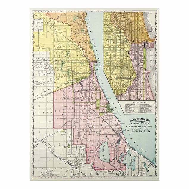 Cuadro de mapamundi Vintage Map Chicago