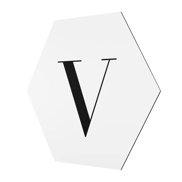 cuadro hexagonal Letter Serif White V