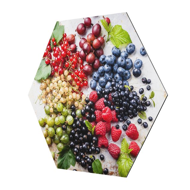 cuadros hexagonales Mixture Of Berries On Metal