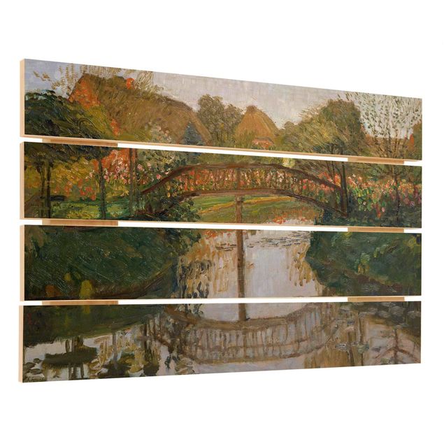 Cuadros de madera paisajes Otto Modersohn - Farm Garden with Bridge