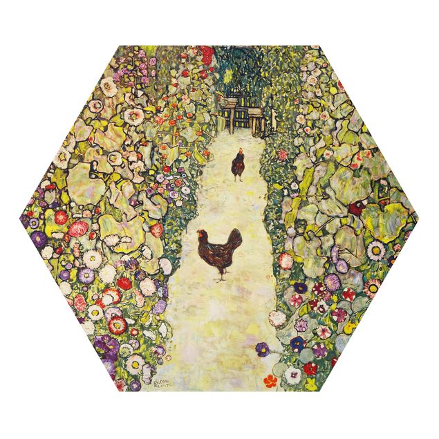 Cuadros de plantas naturales Gustav Klimt - Garden Path with Hens