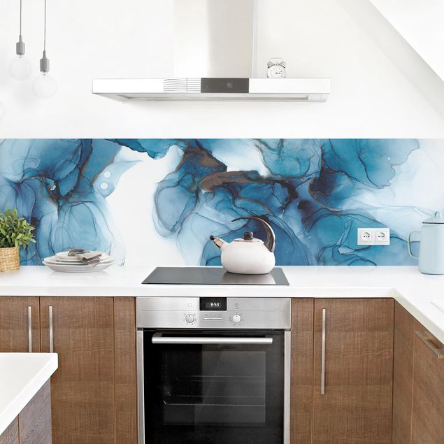 Küchenrückwand - Evolution Blau und Gold