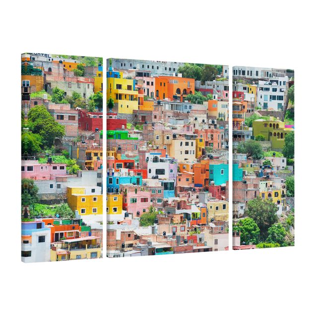 Cuadros modernos Coloured Houses Front Guanajuato