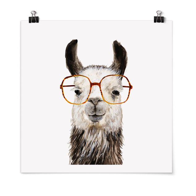 Póster de animales Hip Lama With Glasses IV