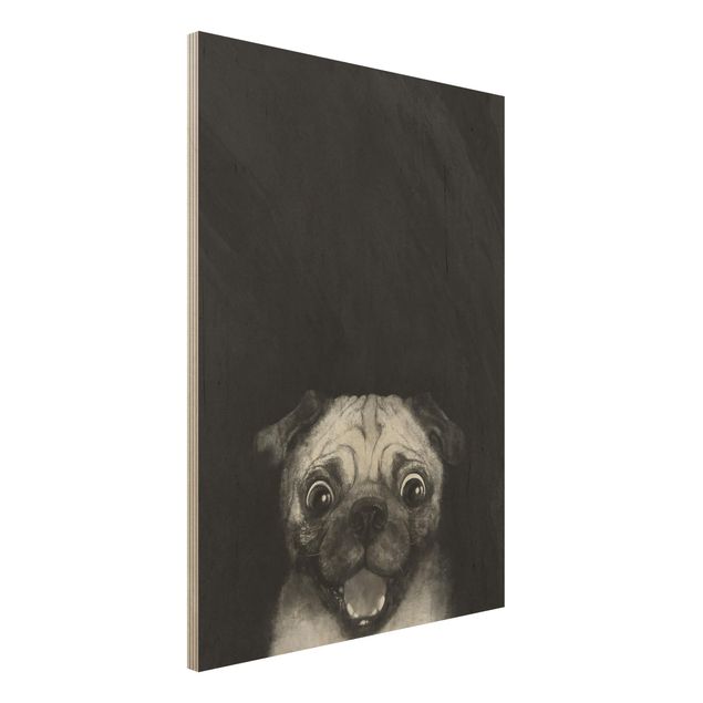 Decoración cocina Illustration Dog Pug Painting On Black And White