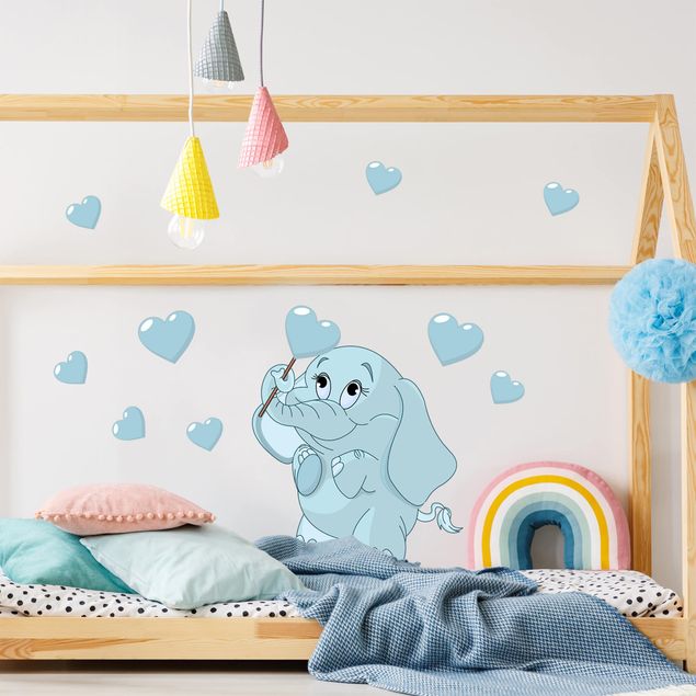 Decoración habitación infantil Baby Elephant With Blue Hearts
