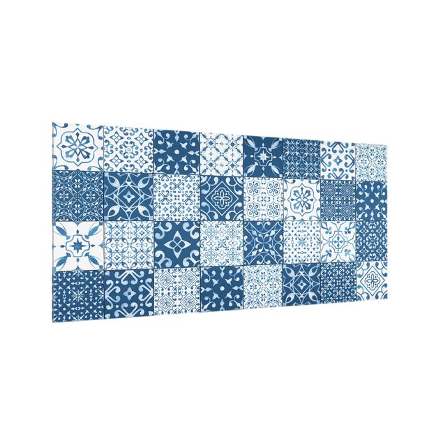 panel-antisalpicaduras-cocina Tile Pattern Mix Blue White