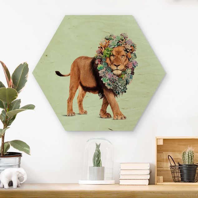 Decoración infantil pared Lion With Succulents