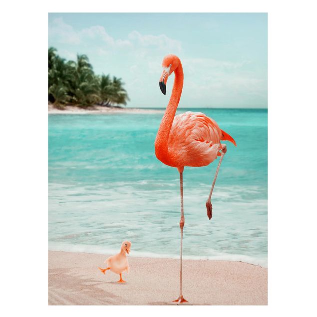 Cuadros paisajes Beach With Flamingo