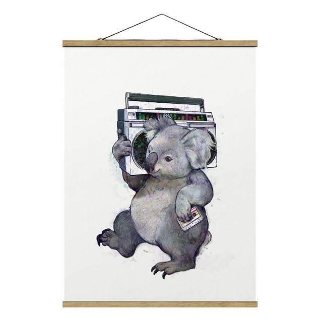 Cuadros famosos Illustration Koala With Radio Painting