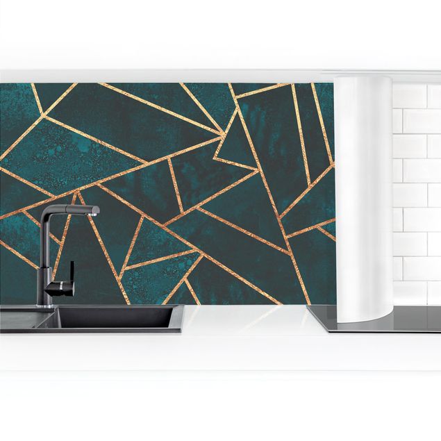 revestimiento pared cocina Dark Turquoise With Gold II