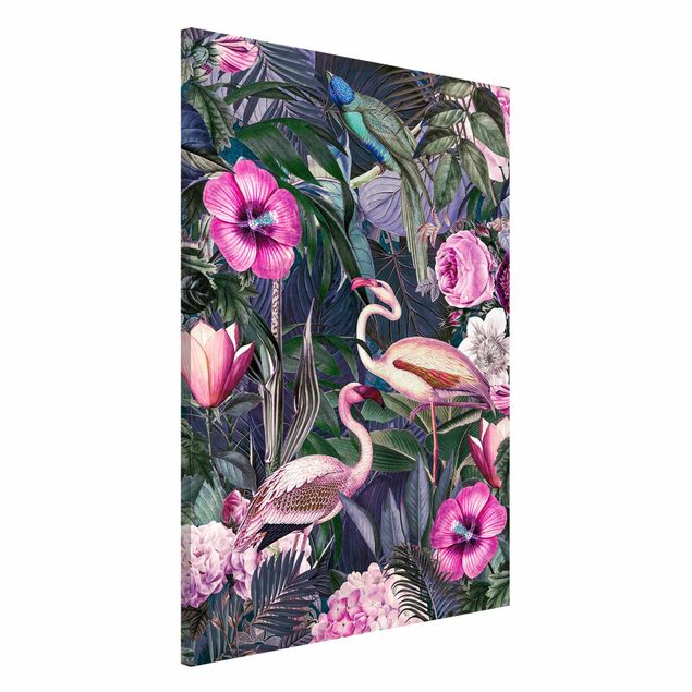 Decoración de cocinas Colourful Collage - Pink Flamingos In The Jungle