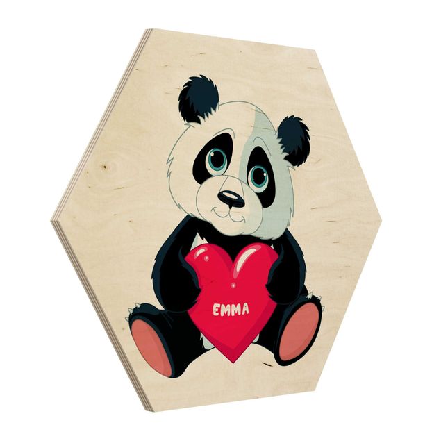 Cuadros hexagonales Panda With Heart