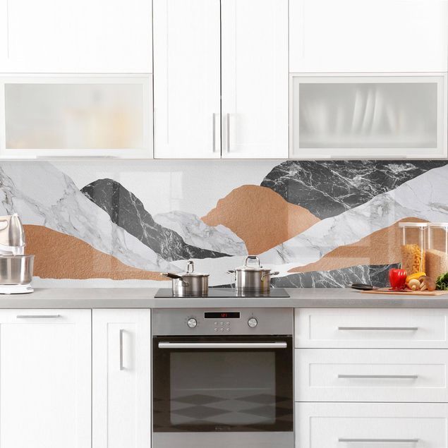 revestimiento pared cocina Landscape In Marble And Copper II