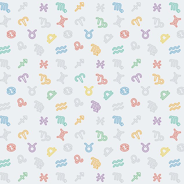 Láminas adhesivas Nursery Learning Pattern With Colourful Zodiac Symbols