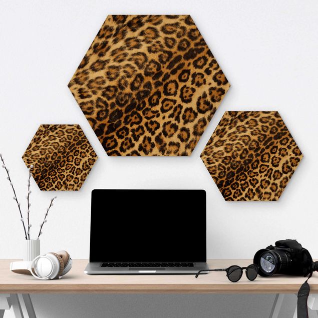 Hexagon Bild Holz - Jaguar Skin