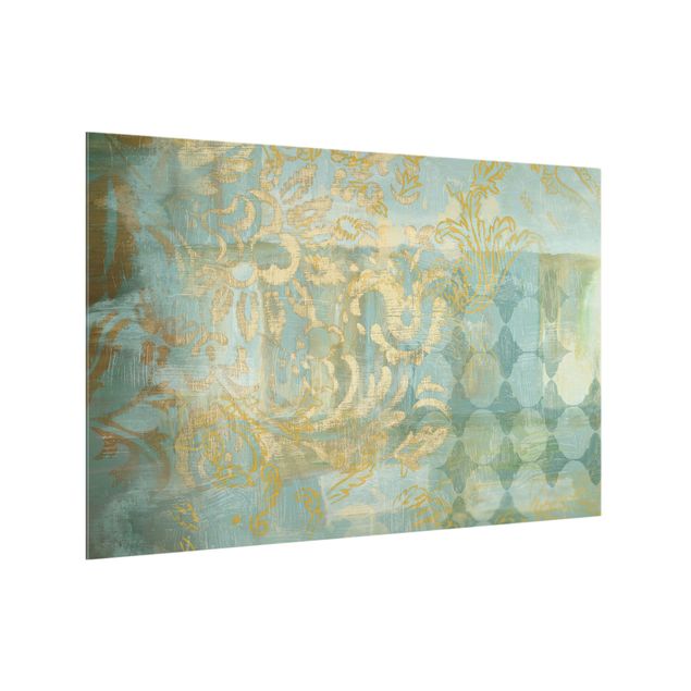 panel-antisalpicaduras-cocina Moroccan Collage In Gold And Turquoise