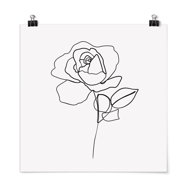 Láminas blanco y negro para enmarcar Line Art Rose Black White