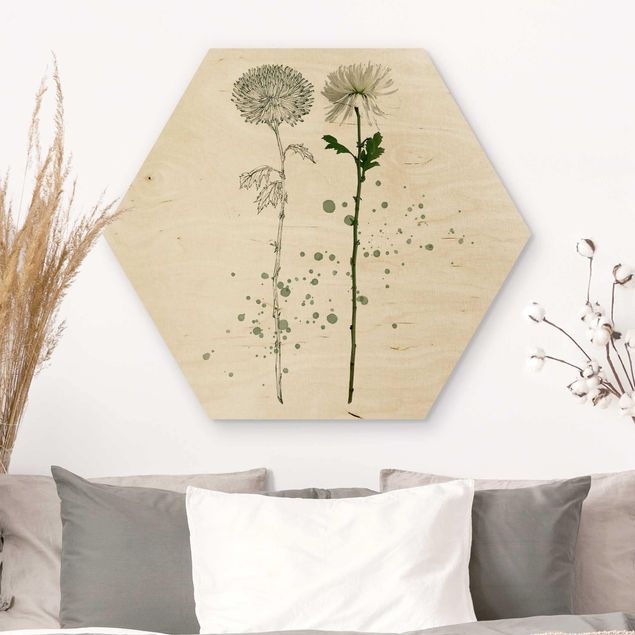 Cuadros de madera flores Botanical Watercolour - Dandelion