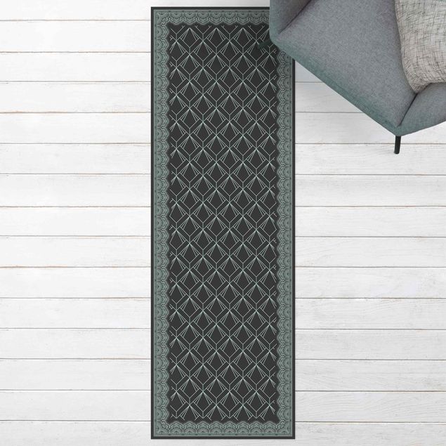 Alfombra exterior Art Deco Rhombic Pattern With Border