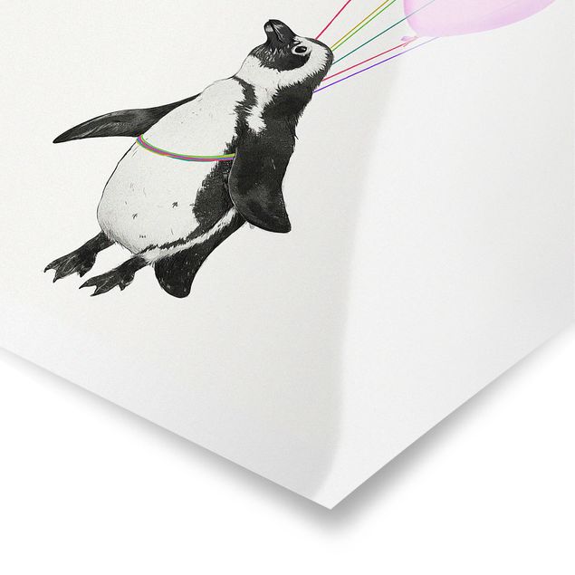 Cuadros Laura Graves Arte Illustration Penguin Pastel Balloons