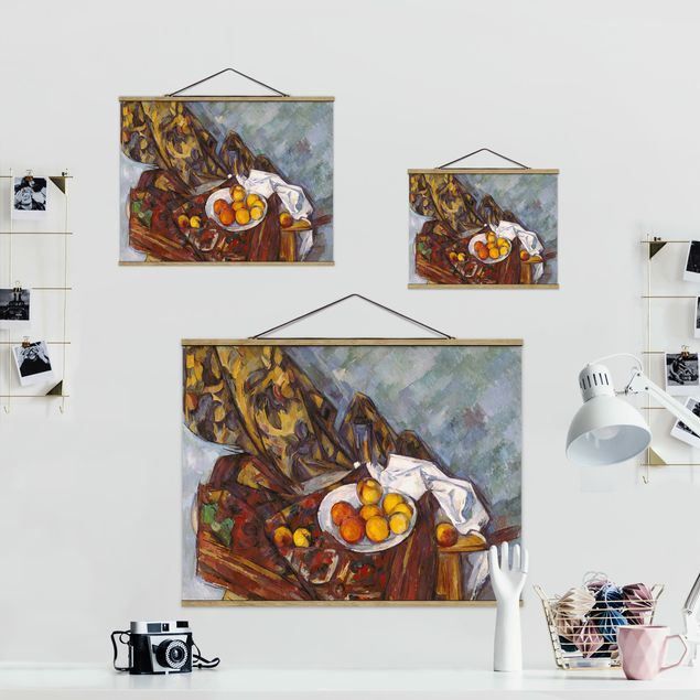 Cuadros de frutas modernos Paul Cézanne - Still Life, Flower Curtain, And Fruits