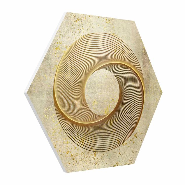 Cuadros decorativos modernos Line Art Circle Spiral Gold