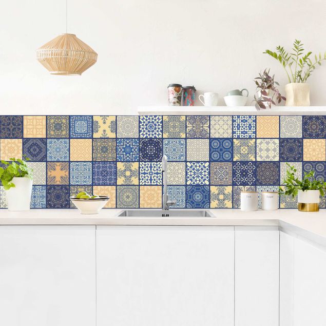 Láminas de vinilo Sunny Mediterranian Tiles With Blue Joints