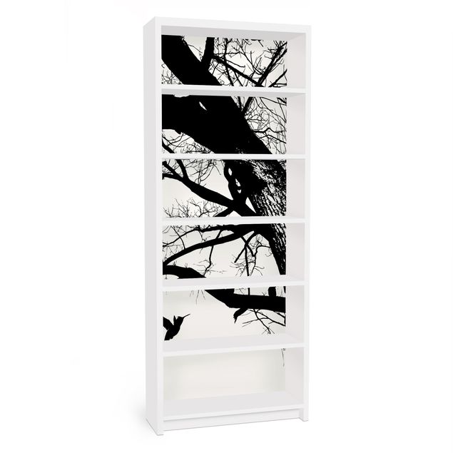 Láminas adhesivas en blanco y negro Vintage Tree in the Sky