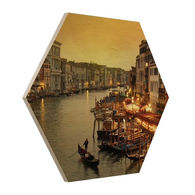 Hexagon Bild Holz - Großer Kanal von Venedig