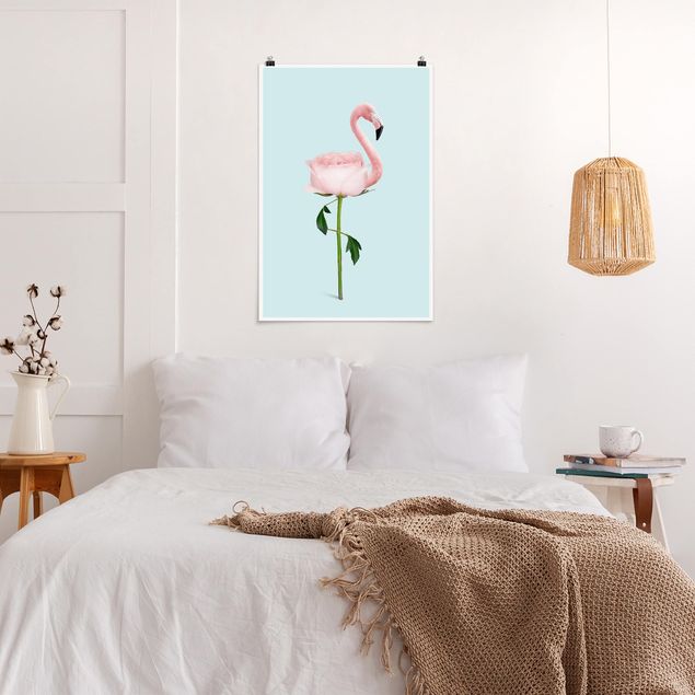 Lámina de flores Flamingo With Rose