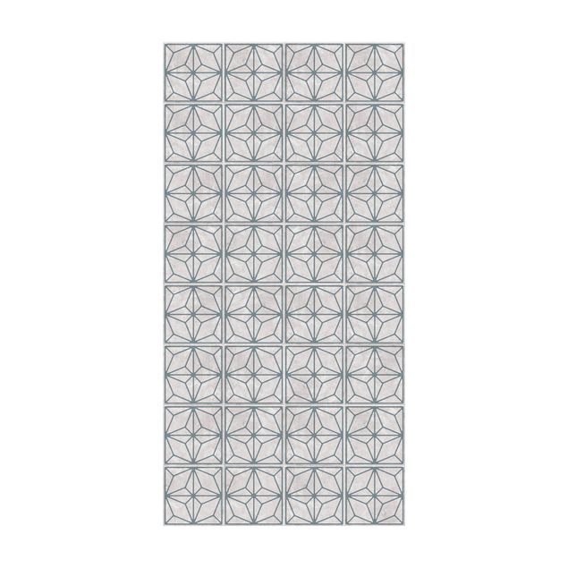 Alfombras modernas Tile Pattern Star Geometry Grey Blue