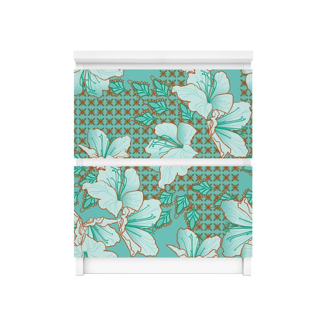 Láminas adhesivas efecto azulejos Oriental Flower Pattern